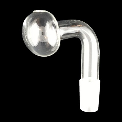 CLEAR SHORT OIL BURNER 90° ANGLED NECK 18M MALE 5CT/ PACK OBFS02